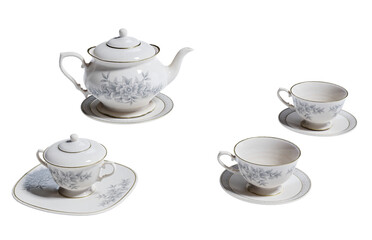 ceramic vintage tea pot isolated on white background. Clipping path included.