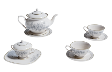 ceramic vintage tea pot isolated on white background. Clipping path included.
