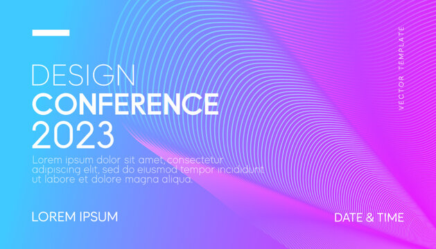 Abstract modern business conference design template with gradient line effect. Dynamic flyer layout. Vector, 2023