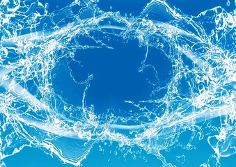 Abstract background of blue waves and splashes