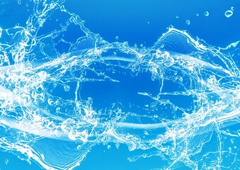 Abstract background of blue waves and splashes