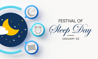 Festival of Sleep day is observed every year on January 3, intended to be a celebration of sleep and a call to action on important issues related to sleep. 3D Rendering