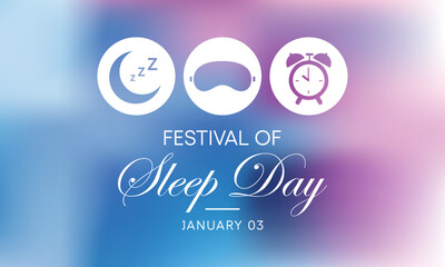 Festival of Sleep day is observed every year on January 3, intended to be a celebration of sleep and a call to action on important issues related to sleep. vector illustration