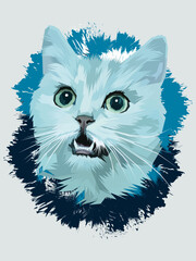 Blue Cat Head vector Illustration