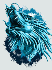 Blue Dragon Head vector Illustration