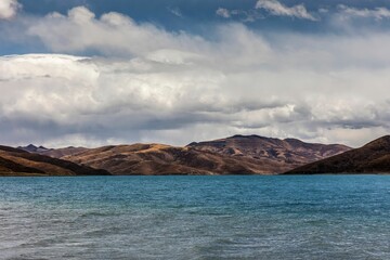 Beautiful scenery of the Yamdrok lake in Gongga County, Tibet, China