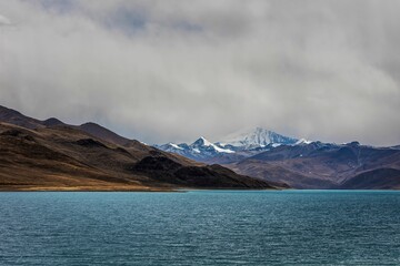 Beautiful scenery of the Yamdrok lake in Gongga County, Tibet, China