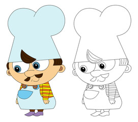 Cartoon kitchen chef cook isolated illustration for children