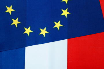 French and European Union flags together
