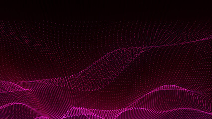 Dark abstract background with a glowing abstract waves