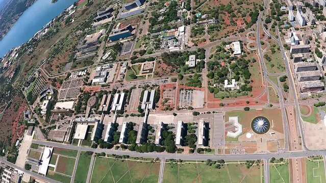 Skydivers jumping above Brasilia City