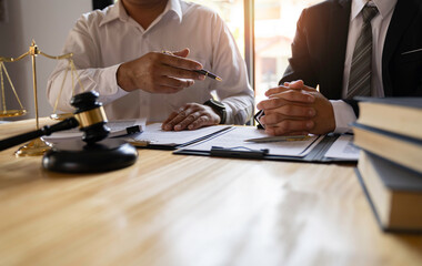counseling lawyer business lawyers working about legal legislation in the courtroom to help their...