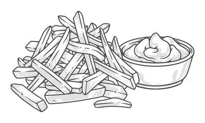 French fries vintage monochrome element