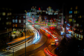 Fototapeta na wymiar colorful bokeh light from night traffic