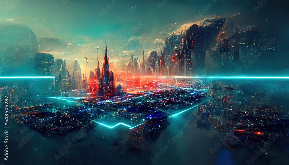 Poster abstract futuristic background of computer glowing technology sci fi frame hud ui blue futuristic sc