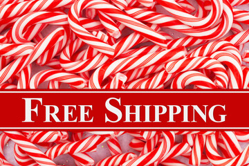 Free Shipping message on Christmas candy cane