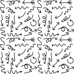 Set of hand drawn arrows isolated on white background. Vector illustration.
