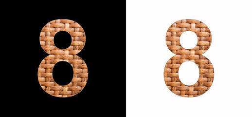 Number eight (8) - Natural rattan background
