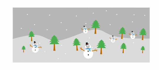 snowman and tree illustration