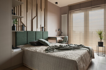 Aesthetic master bedroom with big window