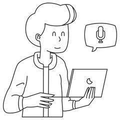 Obraz premium Live Podcast Outline 2D Illustration