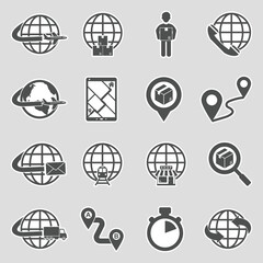 Global Logistic Icons. Sticker Design. Vector Illustration.