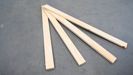 Perspective angle of wooden planks on grey floor