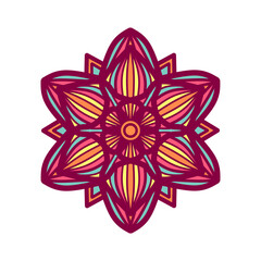 Ethnic colorful mandala. Vector hand drawn doodle mandala. Ethnic mandala with colorful tribal ornament. Isolated. Bright colors.