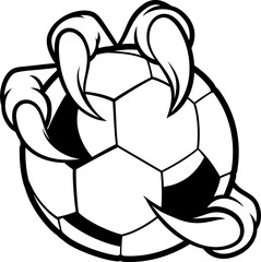 Fototapeta premium Eagle Bird Monster Claw Talons Holding Soccer Ball