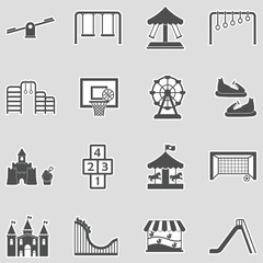 Kids Playground Icons. Sticker Design. Vector Illustration.