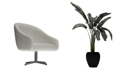Armchair and tropical plant pack