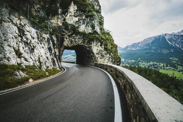 Tunnel near Cortina d'Ampezzo in Dolomites, Italy