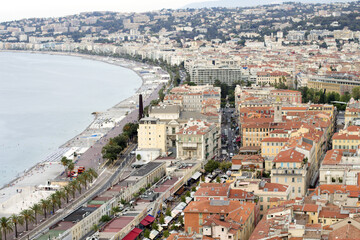 Obraz premium Coastline of Nice, view from the castle, French Riviera
