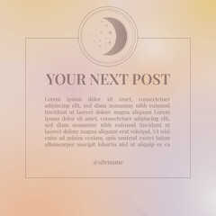 Instagram social media square design post stories template, moon stars mild pink colors. feed template mystic zodiac mockup, pastel theme. layout brand spa, home, cosmetics women products banner shop