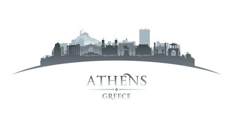 Naklejka premium Athens Greece city silhouette white background