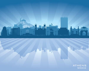 Athens Greece city skyline vector silhouette