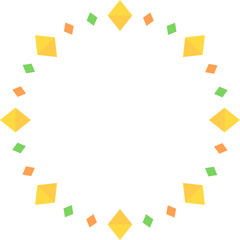 円形のフレーム　ダイヤ柄　黄色