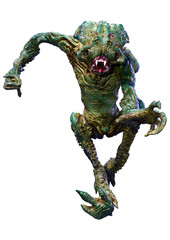 Fototapeta premium 3D Rendering Green Alien on White