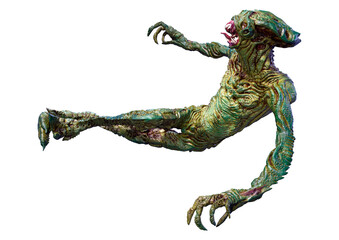 Fototapeta premium 3D Rendering Green Alien on White