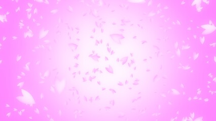 風に舞う桜の花びら ピンクのグラデーション背景 桜吹雪