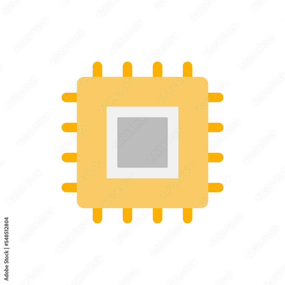 Poster microprocessor, processor icon in color, isolated on white background