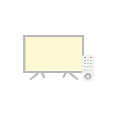 Smart TV and remote icon in color, isolated on white background 