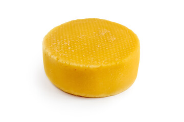 Cheese - yellow round cheese isolated on white background