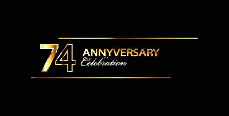 74th anniversary celebration. 74 year anniversary celebration. Golden anniversay celebration. Banner anniversary celebration.