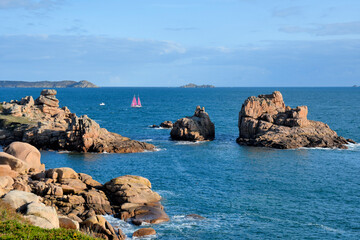 Paysage de la côte de granit rose à Ploumanac'h en Bretagne - France