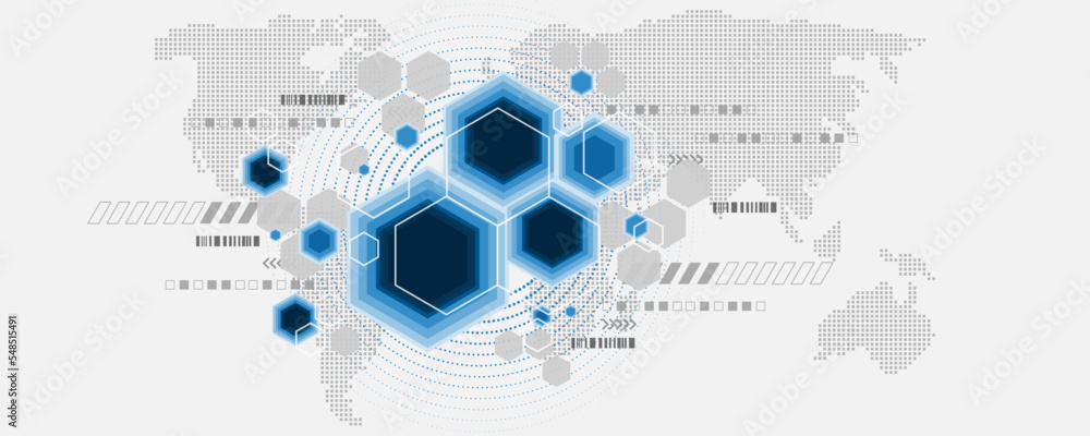 Poster abstract geometric technology background image and world map