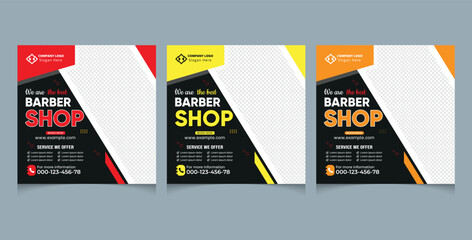 Barber shop hair salon social media post template. beauty spa business web banner design