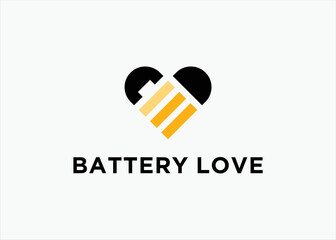 love battery logo design vector silhouette illustration