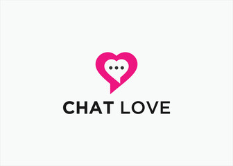 chat love logo design vector silhouette illustration