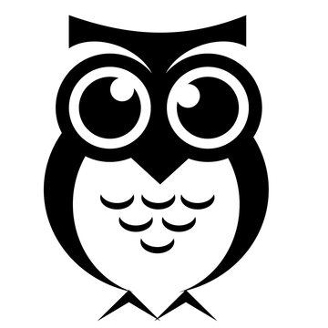 Owl bird clip art in black and white